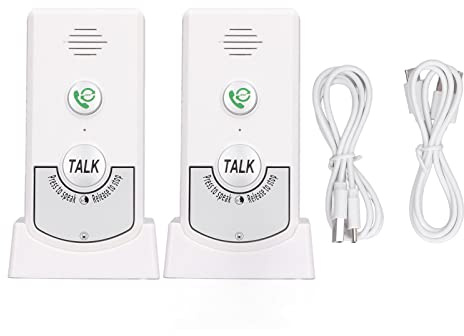 BAFOVY Wireless Voice Intercom di Discorsi a 2 Vie a 2 Vie con Durata della Batteria di 48h 1000 M per Caregiver Anziani disabili. (White)