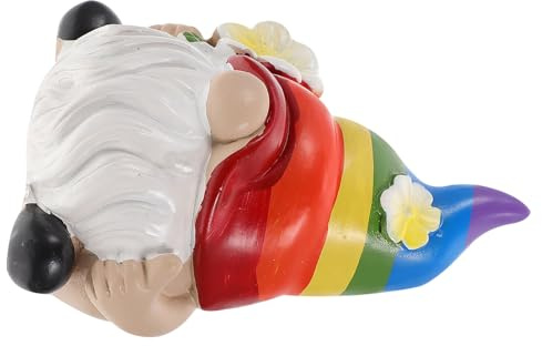 EXAOMBLE Outdoor Garden Gnome Decor Adorable Rainbow Gnome Statue for Lawn and Landscape Ornament Unique Garden Decoration for Courtyard and Home Decor