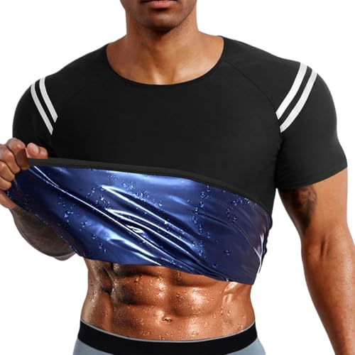 Camiseta Sauna Hombre Talla Grande Manga Corta Entrenador de Cintura