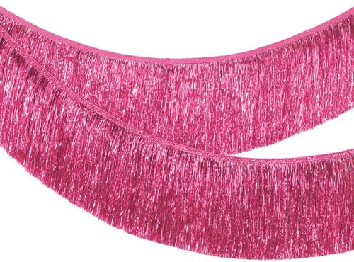 MORAINJAY Rosenrot Lametta Fransen Girlande, 20x200cm Metallic Foil Fringe Garland Lametta Glitzer Vorhang für Parade Floats, Verlobung Hochzeit, Weihnachten, Geburtstagsparty, Halloween Partydekor