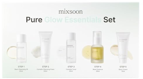 mixsoon Pure Glow Essentials Set, 5-Step Skincare Kit, Gentle & Hydrating, For All Skin Types, 5 Items Korean Glass Skin Care