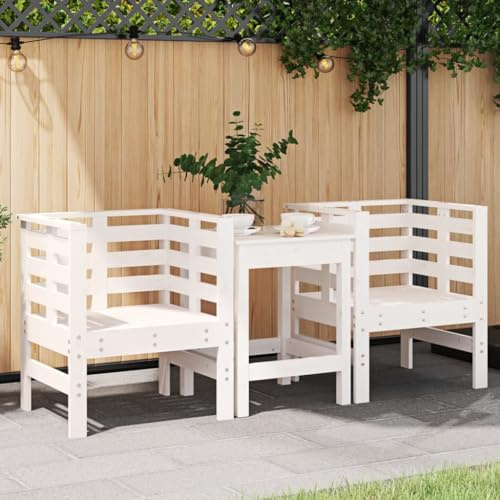 Homvdxl Gartenstühle aus Holz, 2er-Set, Allwetter-Bistrostuhl für Terrasse, Hinterhof, Pool, Weiß