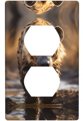 Phayah Lone Hyena - Placa de pared para receptáculo dúplex de tamaño estándar, policarbonato termoplástico, doble enchufe