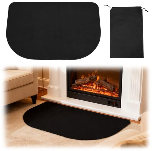 Alfombra ignífuga Chimenea 60x40cm – Placa Protectora Estufa de leña 1mm, Alfombra Anti Fuego para Chimenea y Barbacoa – Alfombra ignífuga Plegable Interior Exterior con Bolsa de Almacenamiento