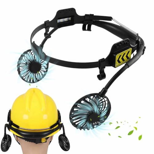 Vhjlfig Helmventilator,Belüftung Für Helm Mit LED Licht | Kühlend 3 Geschwindigkeiten Einstellbar Für Arbeitsplatz Auto Outdoor Arbeit Bettkonstruktion