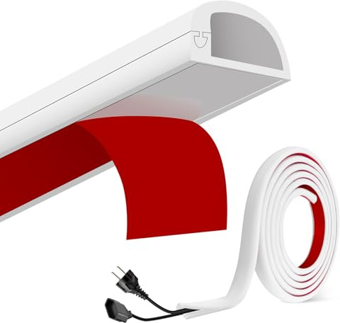 Canal de cable, 6m para ocultar cables - Canal de cable autoadhesivo para ocultar cables de alimentación en el hogar y la oficina