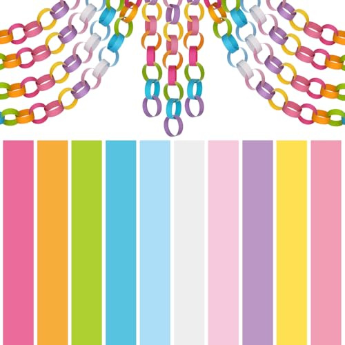 CHRORINE 600 piezas Cadenas de papel de Pascua tiras de papel de colores para decoraciones de fiesta, manualidades DIY (colores de Pascua, 1 x 18 cm)