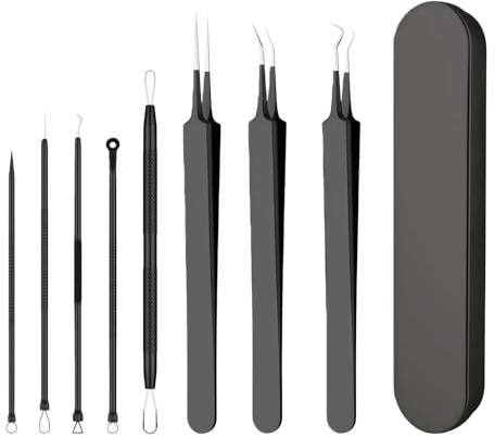 9-teiliger Mitesserentferner aus Edelstahl – Professionelles Komedonenquetscher-Set zur Entfernung von Blackheads, Whiteheads & Pickeln im Gesicht und an der Nase