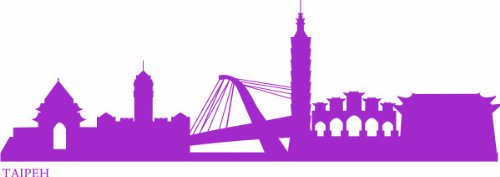INDIGOS UG - Wandtattoo Wohnzimmer - Wandaufkleber Taipeh (Republik China) 80x26 cm - Flieder e630 Skyline Stadt - Aufkleber Kinderzimmer Schlafzimmer Küche Badezimmer Büro Dekoration