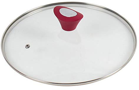 Glasdeckel mit Dampfloch – Universaldeckel – 28 cm rot | Hitzebeständig – Ideal für Color your Kitchen Pfanne