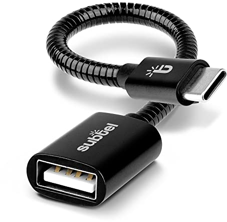 subtel USB OTG Kabel für Xiaomi 13 Ultra, 13 Pro, Redmi Note 11, 10, 10 Pro,Mi 11,11 Ultra Handy On The Go Adapter USB C Type C Stecker auf USB A Buchse,Host Anschluss Adapterkabel Aluminium schwarz