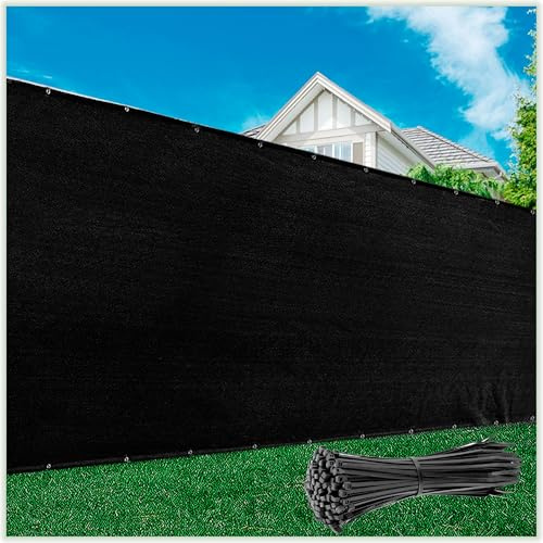 ColourTree Plus Extra Heavy Duty Fence Screen Privacy Screen - Commercial Grade 220 GSM - Heavy Duty - 3 Years Warranty (5' x 50', Black Plus)