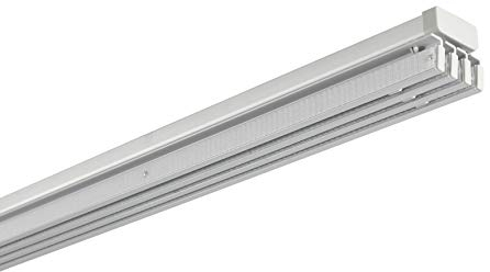GARDINIA Emia Flächenvorhangschiene Komplett-Set, Für Schiebegardine/Schiebevorhang, Paketseite Rechts, 2-läufige Vorhangschiene inklusive Zubehör, Ausziehbar, 140-225 cm, Aluminium