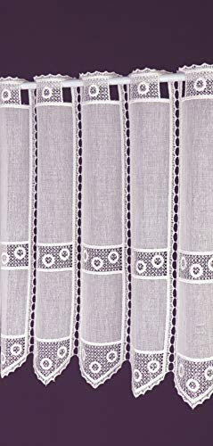 Gustav Gerster Visillo – Fabricación a medida – Macramé ganchillo cortina corta visillo vintage batistoptik altura 45 cm – Ancho de la cortina por número de piezas en 10 cm a elegir blanco
