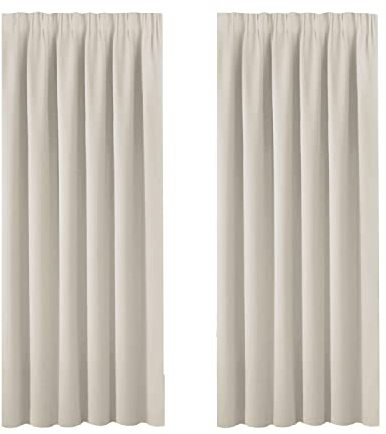 BellaHills Window Treatment Blackout Thermal Insulated Room Darkening Solid Pencil Pleat Curtains/Drapes for Bedroom (Set of 2 Panels, 66 by 72 Inch Drop, Light Beige)