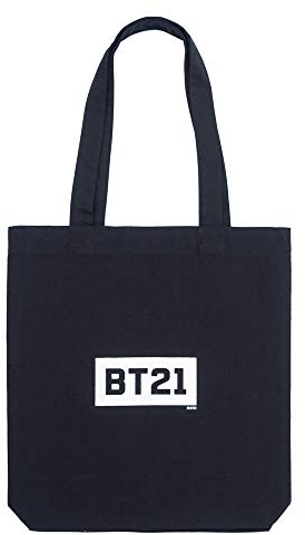 Grupo Erik Tote bag BT21 - Bolsa tela mujer y hombre negro para Universidad o Compra │ De Algodón con asas cómodas : Merchandising Oficial (37x39 cm)