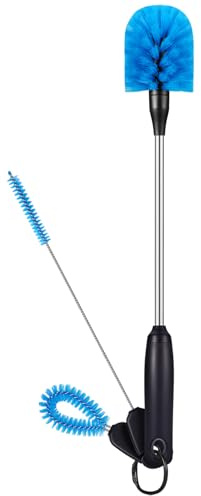 3-in-1 Stainless Steel Water Bottle Cleaning Brush Set, Long Handle Bottle Cleaner Set with Storage Hook, Built for Narrow Neck Bottles, Sports Bottles, Straws, Baby Bottles, Hydro Flask, Sippy Cups | Non-Silp, Stainless Steel, Long Handle with Replaceable Head for Water Bottles, Glasswares, Mugs, Flasks, Tumblers, Vases