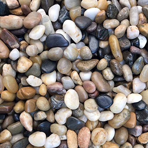 Voulosimi Flusssteine, natürlich, dekorativ, poliert, gemischte Kieselsteine, dekorative Steine für Pflanzen, Aquarien, Landschaftsbau, Vasenfüller (2,3 kg, verschiedene Farben)