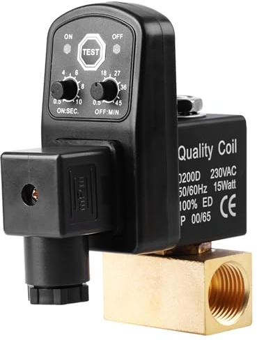 Sxhlseller Automatisches Zeitgesteuertes Ablassventil G1/2 DN15, Messing AC230V/110V Elektronisch für Kondensatmanagement Luftkompressor