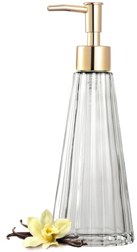 EMPO Dispenser di sapone in vetro vintage elegante, per sapone liquido/disinfettante, bottiglia di shampoo con pompa, dispenser di sapone per le mani, accessori da bagno