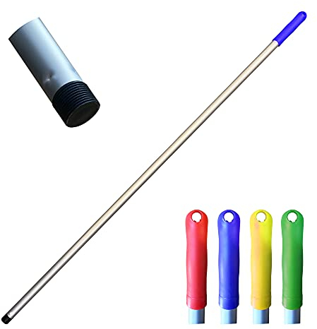 Colour Coded Mop and Broom Handle Replacement – 120cm Long Aluminium Mop and Broom Handle Screw End, Interchangeable That Fits Most Mop (Blue)