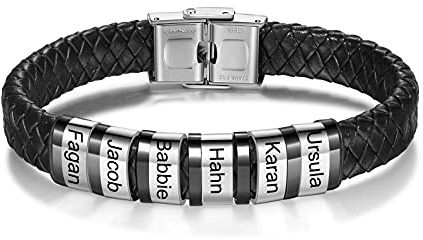 kaululu Vatertagsgeschenk für Papa Lederarmband Herren Personalisiertes Armband mit Gravur Namen für Herren Personalisierte Geschenke Männer Papa Geschenk