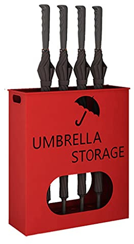 Paragüeros Soporte de Paraguas for Home Hotel, Red Letra Hollowout Paraguas Stand, Puede almacenar 12-22 Umbrellas (Size : 36x13x41cm)