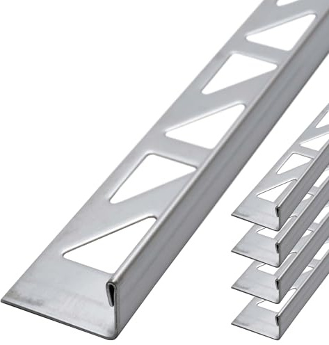 Dalsys 5x Fliesenschiene 2,5m x 8mm Gebürstet | Winkelprofil Edelstahl, als Fliesenabschlussprofil, L-Profil für saubere Kanten, hochwertige Fliesen Abschlussleiste