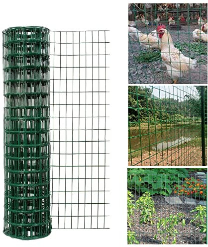 Wire Mesh Roll 90cm×25m,Green PVC Coated Galvanised Steel Wire Garden Fencing Roll,2mm Thickness Metal Border Mesh,Use for Fencing, Cages and All Garden Support