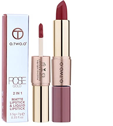 2-IN-1 Matt Samt Lippenstift Doppelkopf Langlebige Antihaft-Tasse Zwei-in-Eins-Lippenstift Lippen Make-up