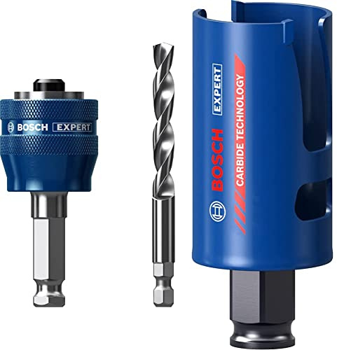 Bosch Professional 1x Expert Power Change Plus Lochsäge-Systemadapter (Ø 7,15 mm) + 1x Expert Construction Material Lochsäge (für Weichholz, Ø 38 mm, Zubehör Schlagbohrmaschine)