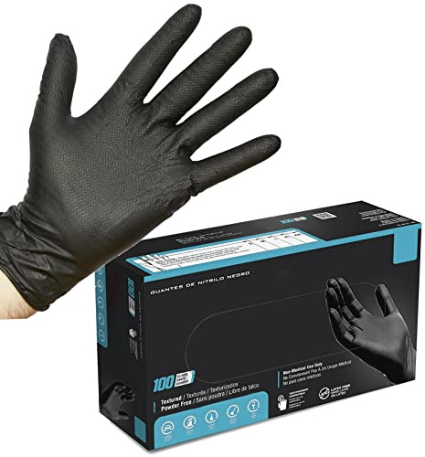 JOMAFA Guantes de Nitrilo Ondulado EXTRA GRIP Super resistentes Reutilizables 8 micras/9´9 gramos, pack de 100 unidades Talla XL