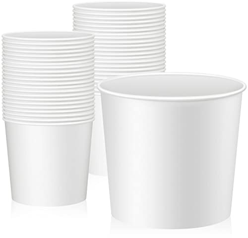 Hoolerry 50 Pcs Disposable Paper Bucket 85 oz White Cardboard Ice Bucket Bulk Ice Holder for Party Food Container Supplies