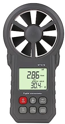 DELURA Anémomètre Anémomètre numérique thermomètre humidimètre Compteur de Vitesse du Vent Portable avec USB Bluetooth anémomètre Compteur de Vent Tenu dans la Main Facile à Utiliser