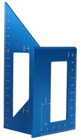 Woodworking Square Protractor, 3D Multi Angle Measuring Ruler, 45/90 Degree Aluminum Miter Triangle Ruler Scriber, High Precision Layout Multipurpose Measuring Tool for Engineer Carpenter, Blue