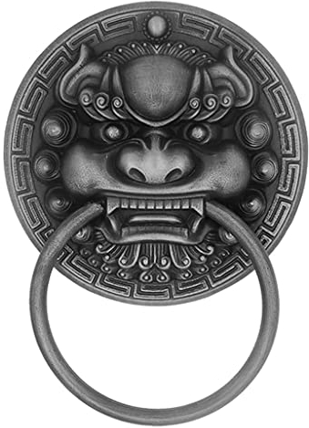 ZZZOLX Türklopfer, Haustürklopfer, Türklopfer for Eingangstür, Messing-Türklopfer, Löwe-Türklopfer, chinesischer antiker Türgriff/Bronze/20 x 27 cm (Color : Black, Size : 20 * 27Cm)