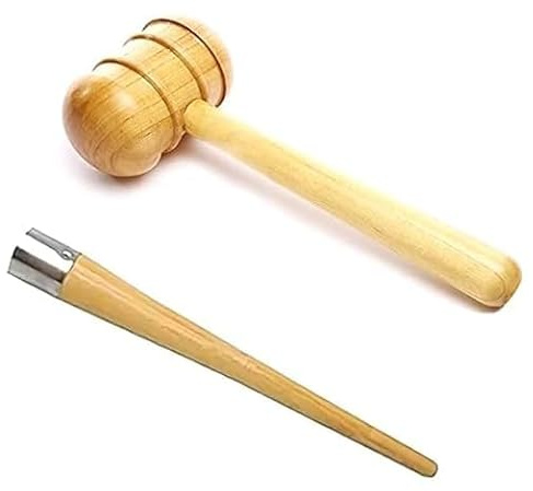 JaHaNa Sports Set of Wodden Cricket Grip Applicator Gripper Cone and Knocking Mallet/Hammer