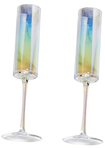 Alipis 2pcs Rainbow Glasses Colorful Crystal Wine Glasses Ion-Plated Goblets Unique Glassware for Parties and Home Use