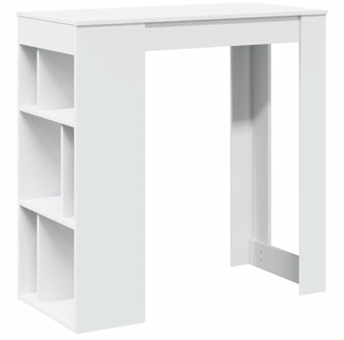 vidaXL Bartisch mit Regal Weiß 102x50x103,5 cm Holzwerkstoff