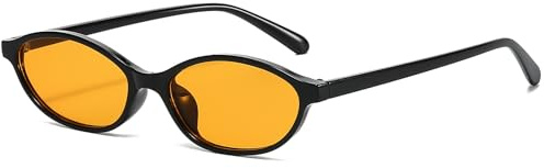 YAMEIZE Ovale Vintage Sonnenbrille für Damen Herren Kleines Katzenaugen Design Oval Retro Trendige 90er Sonnenbrille UV400 Schutz