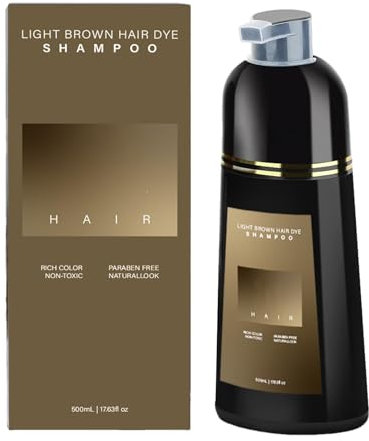Hellbraun Haarfärbeshampoo für graues Haar Sofort-Haarfarben-Shampoo Haarfärbemittel Haarfärbung in Minuten Hair Color Shampoo Natürliche und langanhaltende Farbe 500ml
