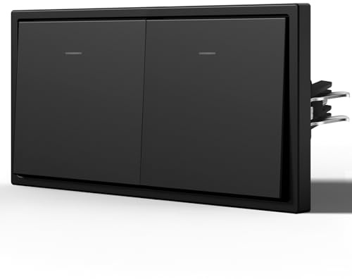 BSEED Lichtschalter Matt mit Licht, Wechselschalter Unterputz mit Krallen, Nur Horizontale Montage, C-Serie,Doppelt 1 Fach 1 Weg,150mm Schwarz