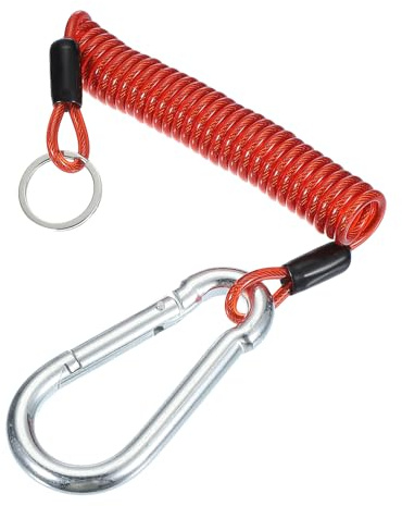 PATIKIL Cable de Remolque Desmontable de 1,5 M, Cable de Freno de Remolque de Seguridad con Resorte de Correa de Cable Enrollado con Clip para Interruptor de Emergencia, Rojo