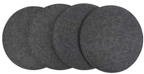 CB Home & Style Filz Sitzkissen Stuhlkissen Polster Auflage Kissen 4er Pack rund oder eckig (Dunkelgrau, Rund - ø35cm)
