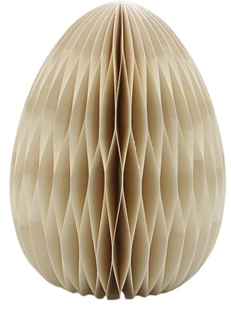 Dekohelden24 Großer Deko Honeycomb, Papier Honeycomb, Papier - Osterdeko, Wabenei aus Seidenpapier, Osterei aus Papier/Pappe in weiß, magnetisch, Lieferumfang 1 Stück, L/B/H 11 x 11 x 15 cm.