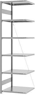 eurokraft | Steckregal | Bauart leicht | einseitig | HxBxT 2500 x 750 x 600 mm | verzinkt | Anbauregal