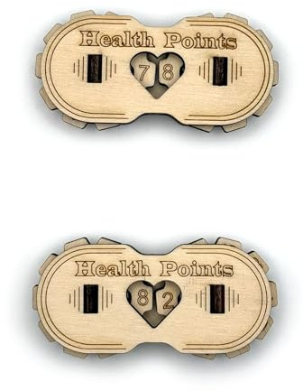 Printable Adventure DND HP-Tracker aus Holz - Lebenspunkte-Zähler für Tabletop & RPGs - Perfekt für Dungeon Master & Spieler - Lasergravierte HP Counter - Pen and Paper Zubehör (2 HP-Tracker)