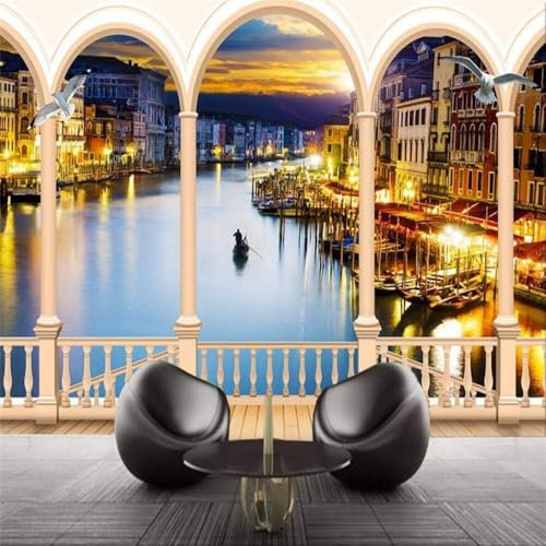River City Building Night View Boat 3D Wallpaper Office Living Room Sofa Bedroom TV Background Wall Decoration-430cm×300cm