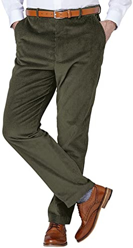Jolliman Mens Corduroy Trousers Pants Wide Leg Trousers Smart & Comfortable Cotton Trousers for Men Waist Sizes 32” to 60”