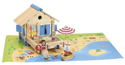 Coffret Maison du Bord de l'eau et Accessoires 120 Pieces en Bois - Set Jeu de Construction avec Carte Tigre